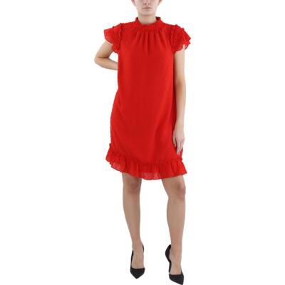 CeCe Womens Red Mock Neck Knee Semi-Formal Shift Dress L BHFO 2240