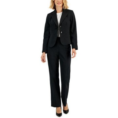 Le Suit Womens Black Pinstripe Two-Button Blazer Jacket Petites 4P BHFO 1372