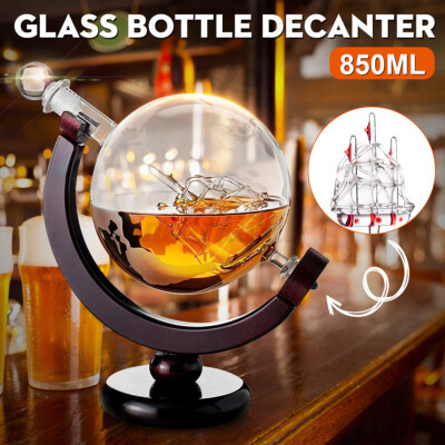 850ml Glas Wein Dekanter Whisky Karaffe Whiskey Dekanter Glaskaraffe Globus 