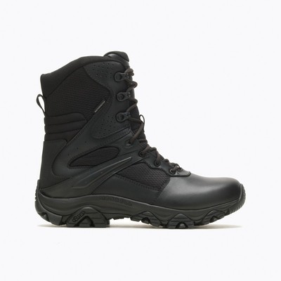 Pre-owned Merrell Work Men's 8" Moab 3 Response Tactical Zip Waterproof Boot Black - J0039