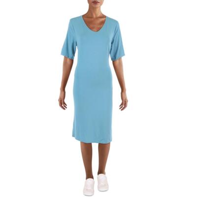 Женское короткое повседневное платье-футболка Eileen Fisher из синей тенсельной ткани XXS BHFO 7179