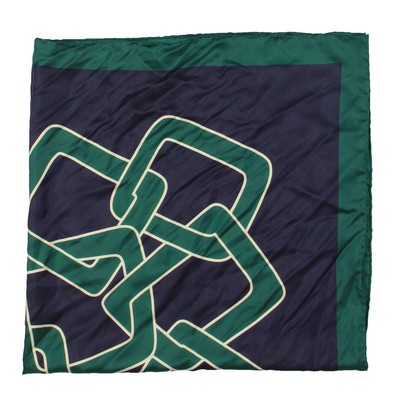 Синий шелковый шарф Lafayette 148 New York Womens Illustrated Links O/S BHFO 0387