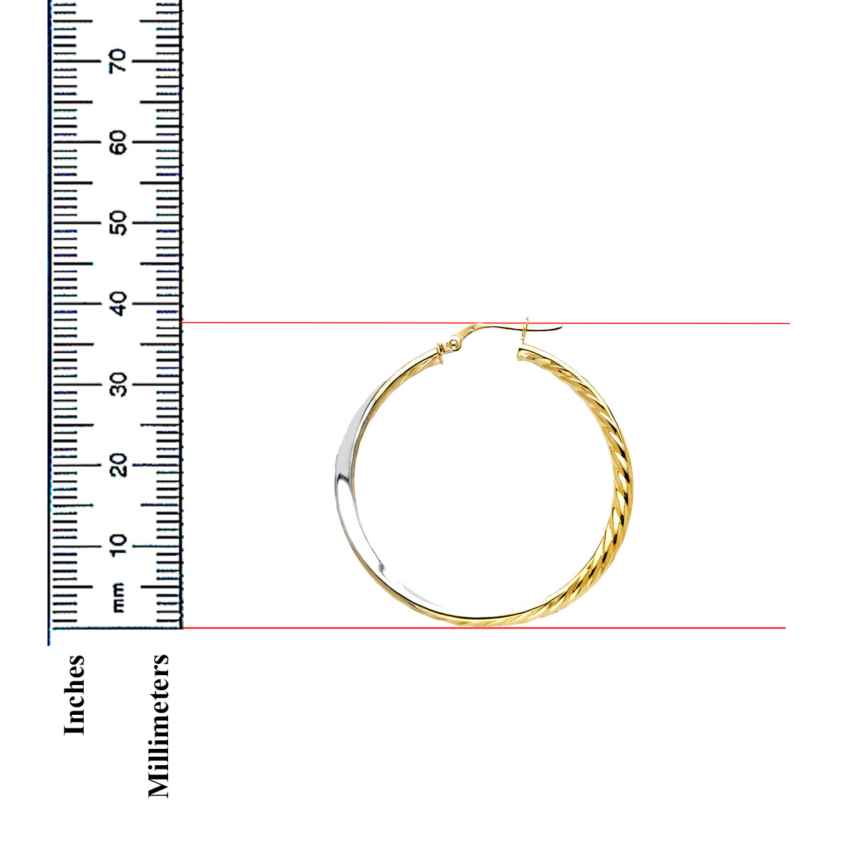 Pre-owned Tgdj 14k Two Tone Gold Twisted Tube Hoop Earrings For Women