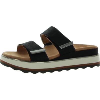 Vionic Womens Brandie Black Wedges Slide Sandals Shoes 10 Medium (B,M) BHFO 8091