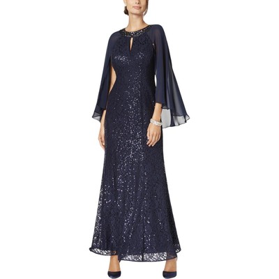 

SLNY Женское вечернее платье темно-синего цвета с кружевом  BHFO 6273, Navy