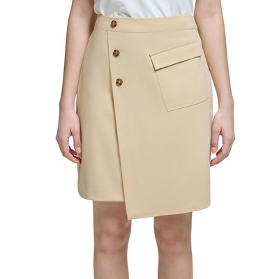 Calvin Klein Женский бежевый асимметричный костюм из вискозы с высокой посадкой 4 BHFO 6935
