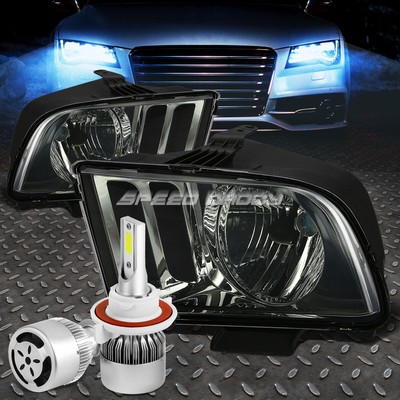 ЗАКОПЧЕННЫЙ КОРПУС ФАРЫ + ПРОЗРАЧНЫЙ УГОЛ + БЕЛЫЙ СВЕТОДИОД H13 HID с ВЕНТИЛЯТОРОМ ДЛЯ 05-09 MUSTANG