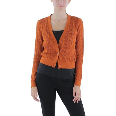 Женский коричневый вязаный укороченный кардиган-свитер Calvin Klein, топ S BHFO 1989