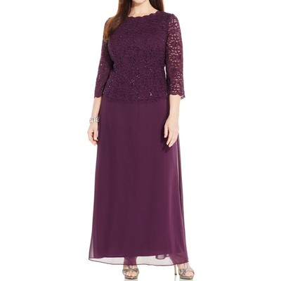 Alex Evenings Женское фиолетовое шифоновое вечернее платье Gown Plus 20W BHFO 8922