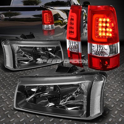 ЧЕРНЫЙ + ПРОЗРАЧНАЯ УГЛОВАЯ ФАРА + ХРОМИРОВАННЫЙ КРАСНЫЙ 3D СВЕТОДИОДНЫЙ ЗАДНИЙ ФОНАРЬ ДЛЯ 03-07 SILVERADO