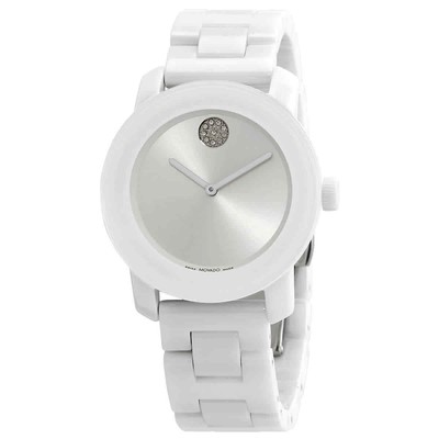 Женские часы Movado Bold Ceramic Quartz Silver And White с музейным циферблатом 3600802