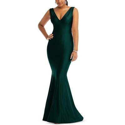 Женское вечернее платье Cynthia & Sahar из зеленого сатина с рюшами, L BHFO 8468