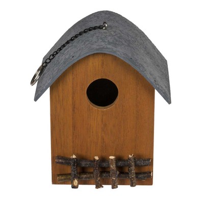 Vogelhaus mit Zaun grün Vogelhäuschen Futterhäuschen Nistkasten Vogelvilla