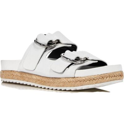 Aqua Womens Kai Leather Flat Slides Footbed Sandals Shoes BHFO 9006