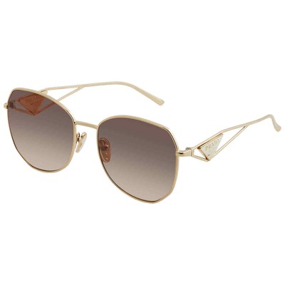 Pre-owned Prada Light Brown Gradient Light Gray Irregular Ladies Sunglasses Pr 57ys Zvn3d0