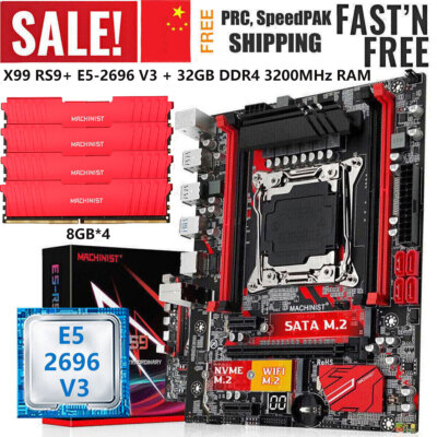 X99 RS9 Motherboard with Xeon E5 2696 V3 LGA 2011-v3 32GB DDR4 3200MHz RAM Kit