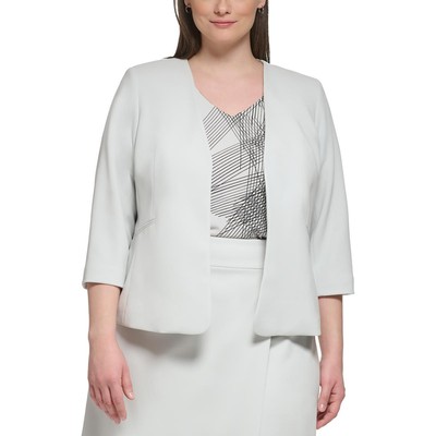 Женский серый блейзер из крепа с открытой передней частью Calvin Klein Plus 14W BHFO 3029