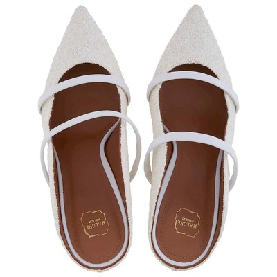 Pre-owned Malone Souliers Ladies Maureen 70 Double Straps Leather Mules In White
