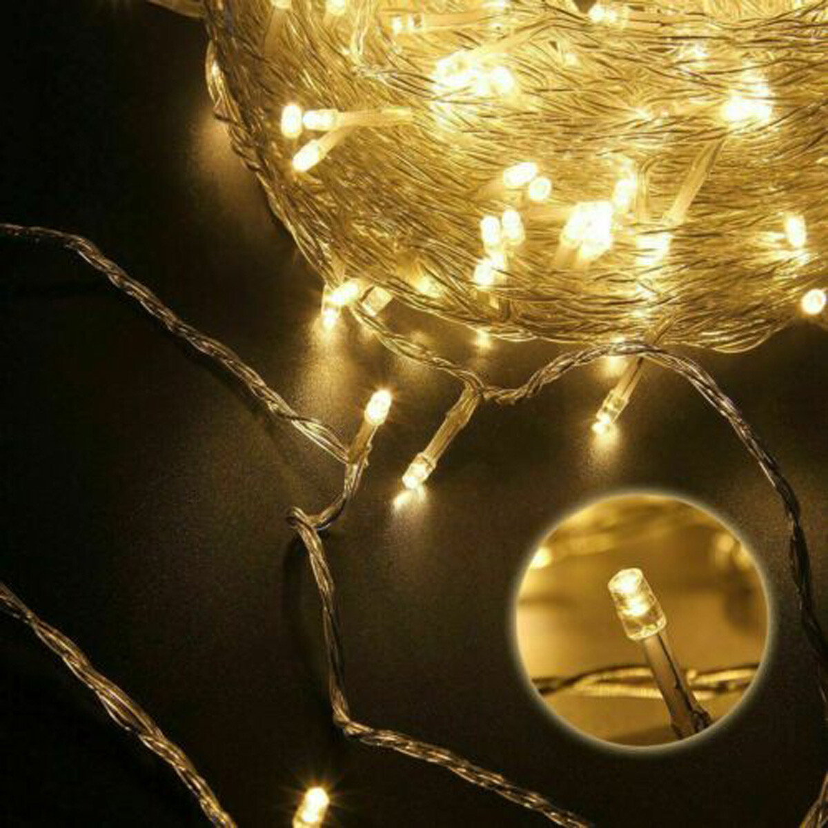 200500 LED Fairy String Lights Mains Plug in Clear Cable Outdoor Party