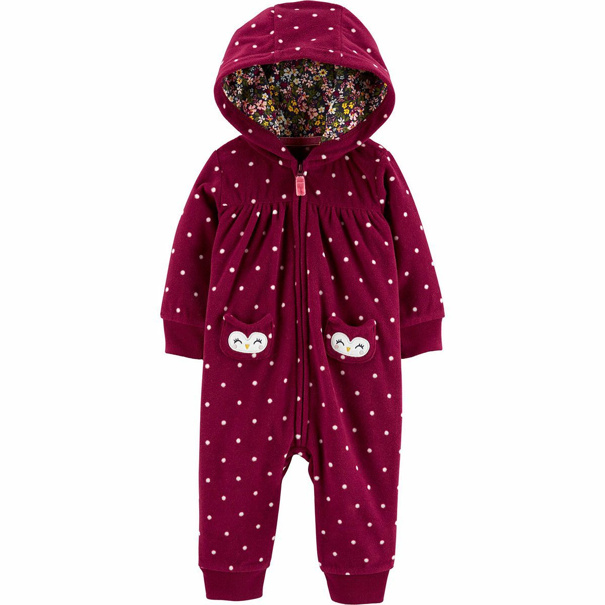 

КОМБИНЕЗОН CARTERS BABY GIRL 1 ШТ. ФЛИСОВЫЙ КОМБИНЕЗОН С КАПЮШОНОМ 3M 6M, Burgundy;multicolor