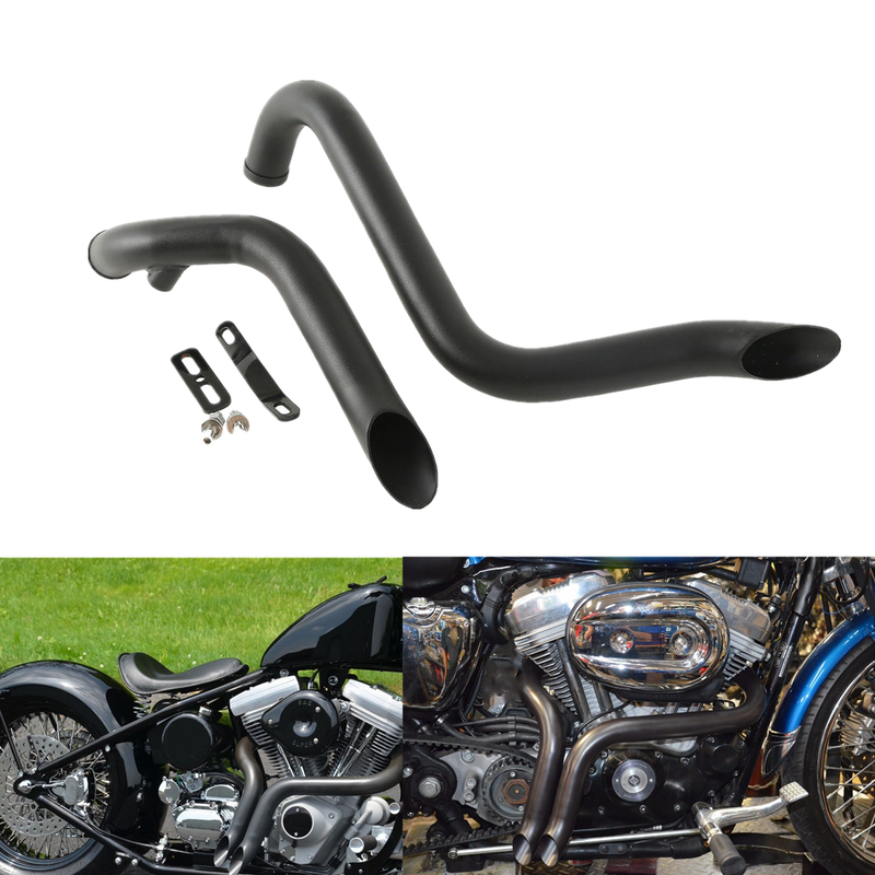 Black 1.75" Pipes Exhaust Fit For Harley Touring Road King Road Glide