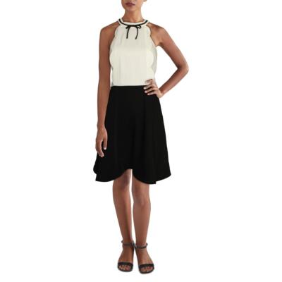 

Женское платье для коктейля и вечеринки Ted Baker цвета слоновой кости с зубчатым краем и бретелью  BHFO 6976, Ivory/black