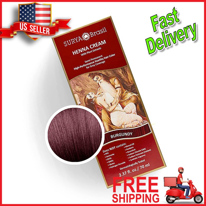 Surya Brasil Henna Cream - Burgundy 1 Box, 2.37 fl oz, Fast USA Seller