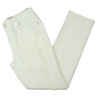 

Женские прозрачные прямые джинсы белого цвета с эффектом потертости INC  BHFO 5781, Белый