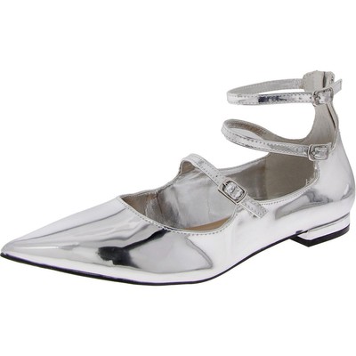 INC Womens Silver Pointed Toe Ankle Strap Shoes 8.5 Medium (B,M) BHFO 7046