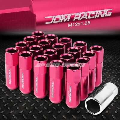 НАБОР ГАЕК С ОТКРЫТЫМ ШЕСТИГРАННИКОМ JDM РОЗОВОГО ЦВЕТА С 20 НАКОНЕЧНИКАМИ + ПЕРЕХОДНИК M12X1.25 ДИАМЕТРОМ 25 ММ/ ВЫСОТОЙ 60 ММ