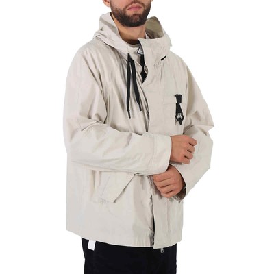 Pre-owned Moncler Men's Slogan Print Hancock Hooded Jacket In Beige