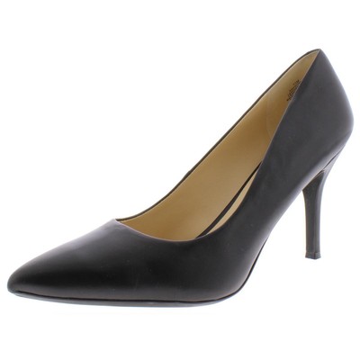 Nine West Womens Fifth 9x9 Black Leather Pumps Shoes 9.5 Medium (B,M) BHFO 1197