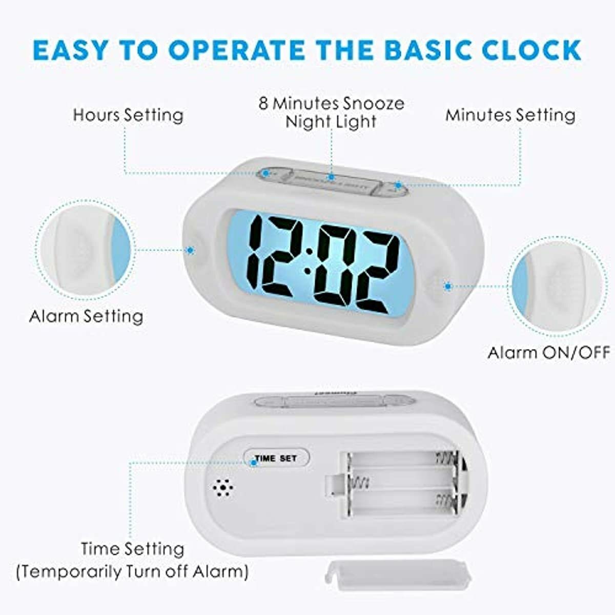 Simple Alarm Clock for Kid Children Bedroom Bedside Boy Girl Young Teen Compact
