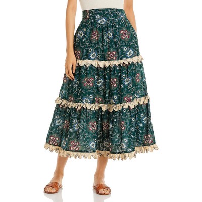 

Зеленая женская многоярусная юбка миди Sea New York Robina  BHFO 5336, Olive