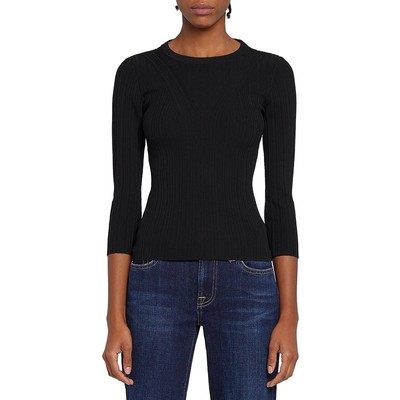 7 For All Mankind Женская черная блузка в рубчик, пуловер, верхняя рубашка XS BHFO 2022