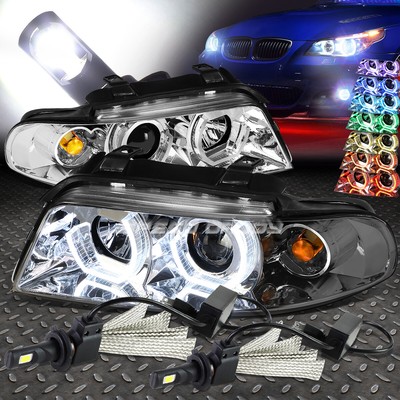 ХРОМИРОВАННАЯ 3D RGB ЦВЕТНАЯ ФАРА ANGEL EYES + 6000K БЕЛАЯ СВЕТОДИОДНАЯ СИСТЕМА ДЛЯ 96-01 B5 A4