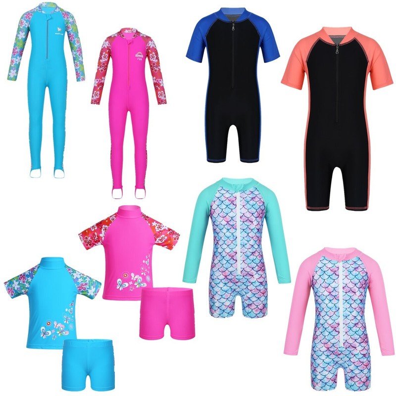 Kids Girls Boys UV 50+ Sun Safe Swimsuit Swimwear Surf Diving Swimming