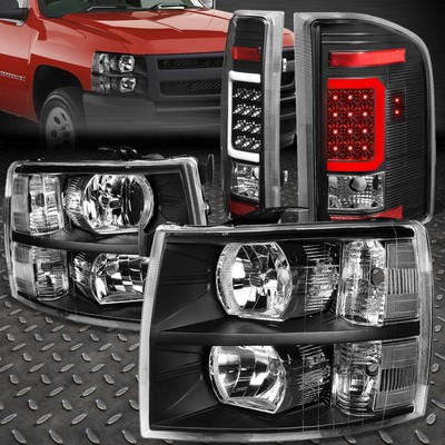 ДЛЯ 07-14 SILVERADO ЧЕРНЫЙ КОРПУС ПРОЗРАЧНАЯ ФАРА CRONER + 3D СВЕТОДИОДНЫЙ ЗАДНИЙ ФОНАРЬ C-ОБРАЗНОЙ ФОРМЫ