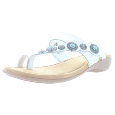 

Женские шлепанцы Minnetonka Sasha белые на плоской подошве, размер 7, средний (B,M) BHFO 2341, White/turquoise