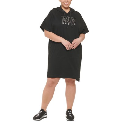 DKNY Спортивная женская черная трикотажная толстовка с капюшоном Athletic Plus 3X BHFO 5743
