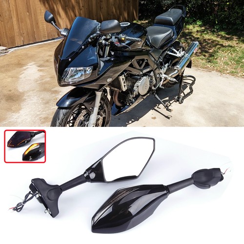 For Suzuki 2003-2007 SV1000S Racing Side Mirrors w/ Smoke Lens LED