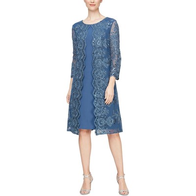 Alex Evenings Женское сетчатое вечернее платье-сорочка до колен BHFO 0616