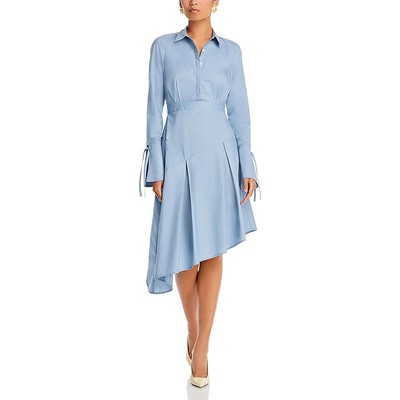 Длинное платье-рубашка с синим воротником Derek Lam 10 Crosby Womens Maddison 8 BHFO 3044