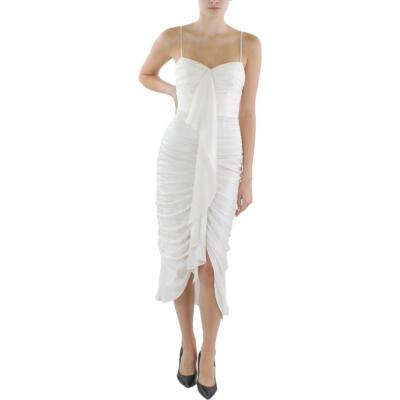 Женское миди-платье со сборкой цвета слоновой кости для коктейлей и вечеринок BCBGMAXAZRIA 0 BHFO 3081