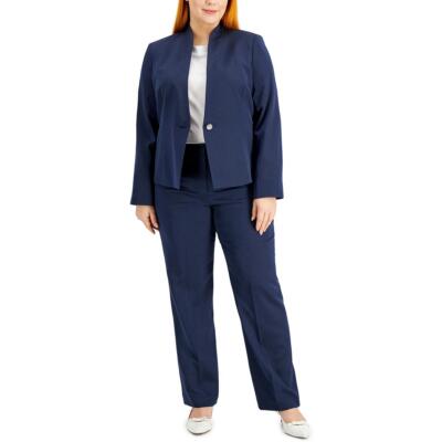 Le Suit Женский темно-синий деловой брючный костюм Pindot из 2 предметов плюс 16W BHFO 5036