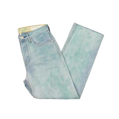 

Женские прямые джинсы Rag - Bone Maya Blue Tie-Dye с высокой посадкой  BHFO 7724, Teal north shore