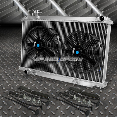 2-РЯДНЫЙ АЛЮМИНИЕВЫЙ РАДИАТОР + 2X10 ВЕНТИЛЯТОРОВ ЧЕРНОГО ЦВЕТА ДЛЯ 03-06 350Z Z33 G35 SKYLINE FAIRLADY