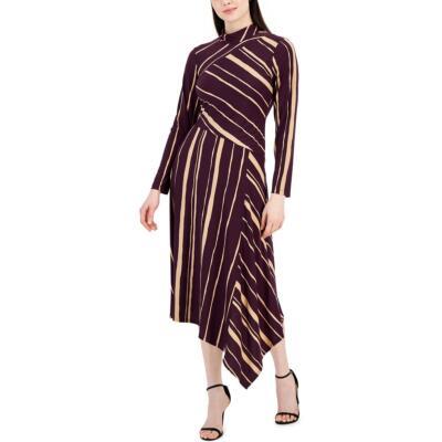 Женское платье миди в полоску из джерси Taylor Womens BHFO 2117