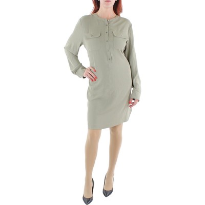 Женское платье-рубашка А-силуэта из зеленого жоржета Lauren Ralph Lauren 4 BHFO 2648