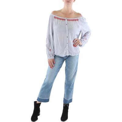 

Женский синий пуловер в полоску с вышивкой Nic + Zoe в стиле бохо BHFO 4920, Blue/white